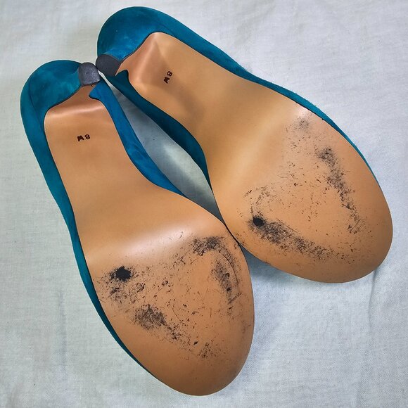 Talbots 8W Skyla 2 Suede 4.25” Stiletto Heels Pumps Teal Turquoise - Picture 8 of 15